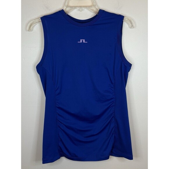 J. LINDEBERG Hanna Top Women Medium Surf Web Blue Sleeveless Tank Golf Active - Picture 2 of 10